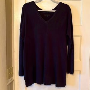 Black Staccato Knit Sweater with Piping Detail